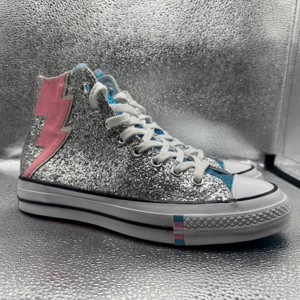 Size 9.5 Converse Chuck 70 Pride Sneakers Womens Silver Blue Pink Excellent